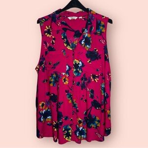 Floral‎ Sleeveless Blouse - Fuchsia